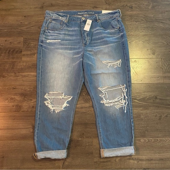 NWT American Eagle Tom Girl Jeans size 18 low rise ripped - Picture 1 of 10